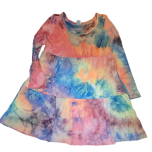 Bibi Tie Dye Mini Skater Dress Long Sleeve - Large